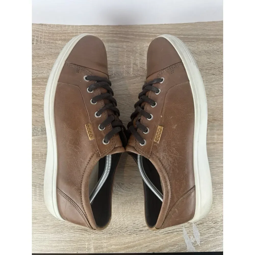 ECCO Men’s Brown Leather Sneakers EU 46 US 12-12.5 Comfort Casual Lace Up